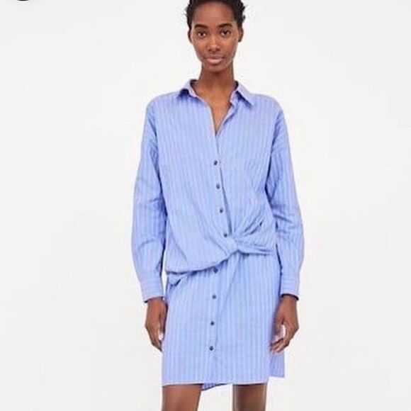 Zara Dresses & Skirts - Zara Pin Strip Dress with Belted Back Detail Size XS.
